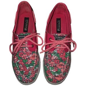 Sperry Top-Sider Lace Up Floral Sequin Boat Shoes